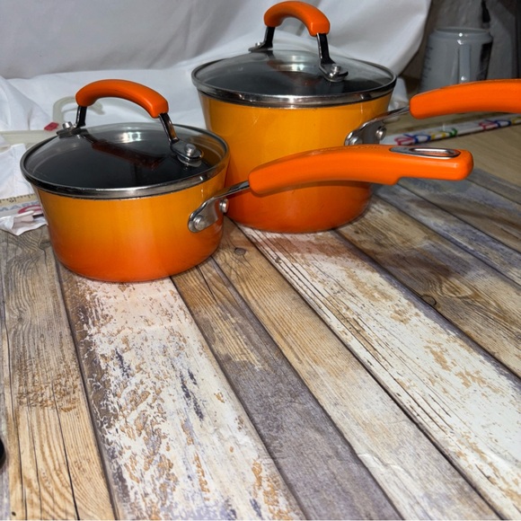 Rachael Ray Cookware Set 4 Piece Pots Pan Nonstick Performance Orange - Picture 3 of 10